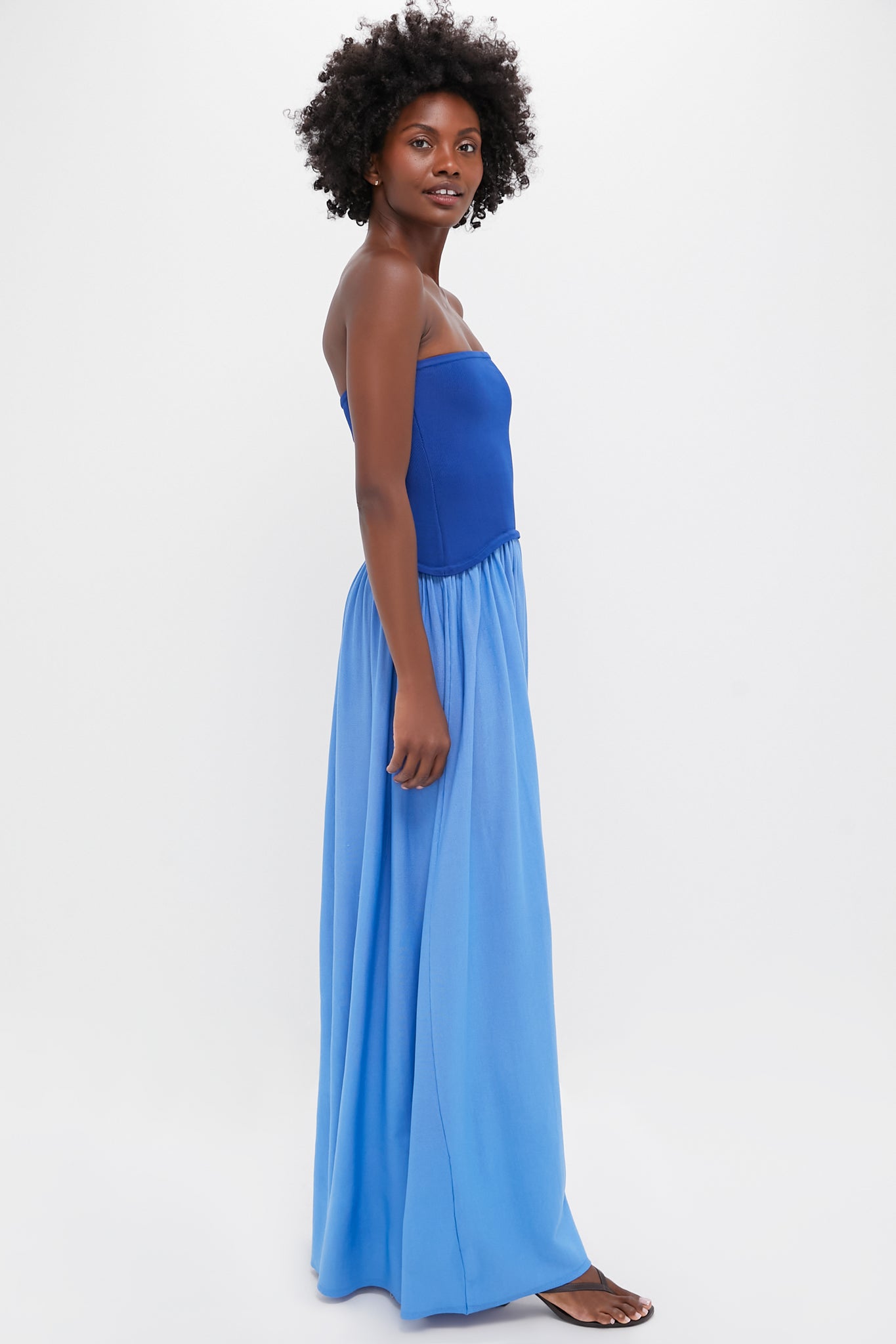 Maritime Navy and Marina Blue Strapless Soglio Dress