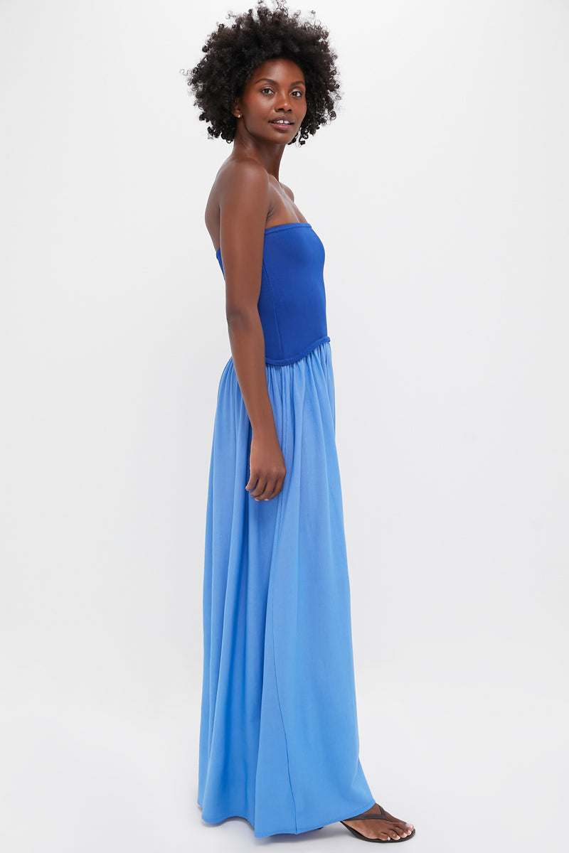 Maritime Navy and Marina Blue Strapless Soglio Dress