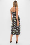 Brown & Blue Floral Wrap Tasha Midi Dress