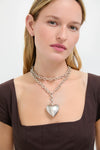 Silver Puffy Heart Necklace