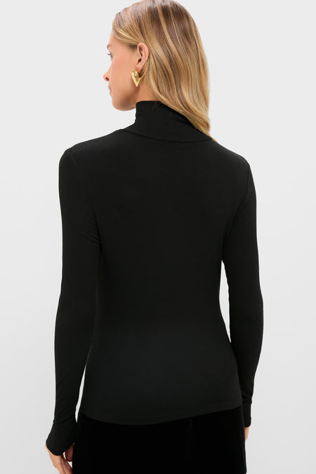 Black Lightweight Ribbed Turtleneck