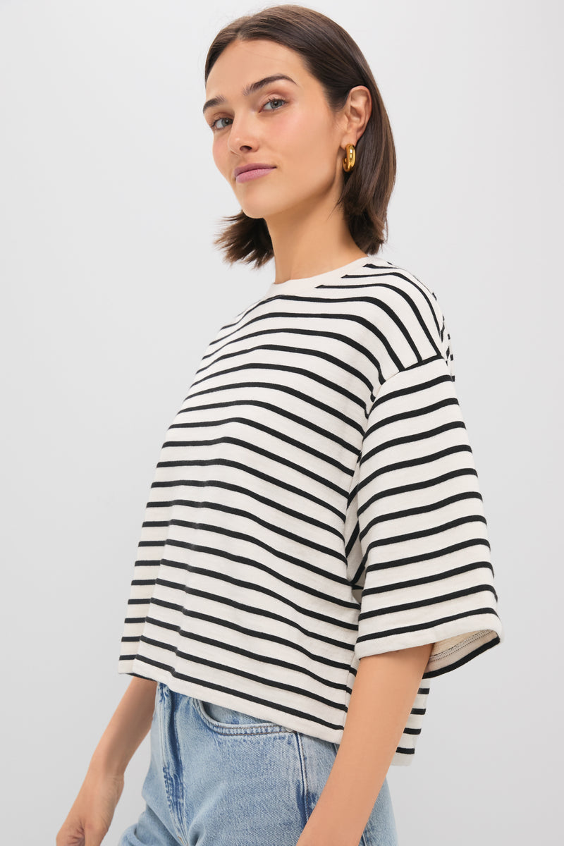 Black Stripe French Terry Myers Cropped Tee