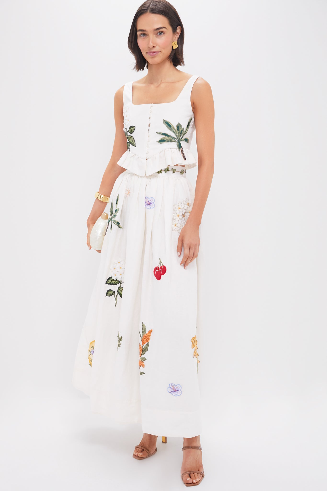 Wild Eslabon Embroidered Applique Cropped Top