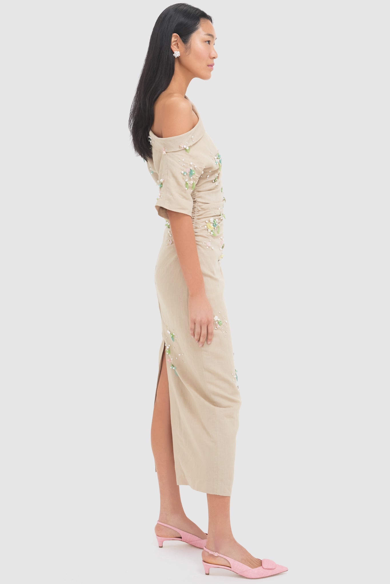 Beige with Jewel Embroidery Bowery Dress