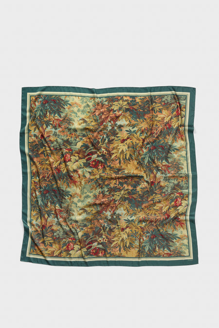 Forest Toile Large Scarf featuring a classic tapestry-style leaf print, offering effortless elegance with its high-end silk-like sheen and fun, versatile styling options.