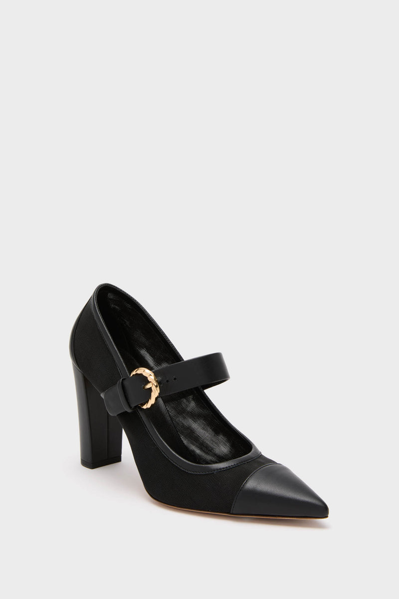 Black Kiki Mesh Buckle Heels