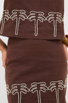 Brown & Cream Embroidery Palm Tank