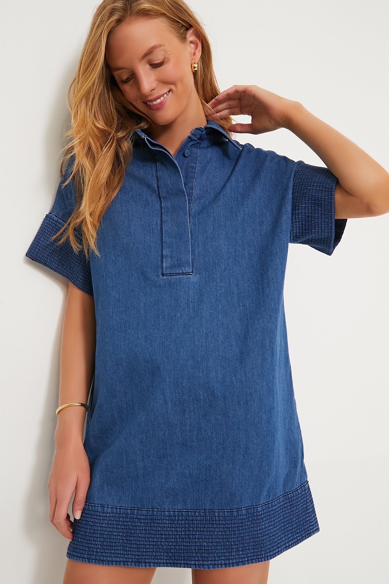 tuckernuck denim dress Denim Trapunto Stitch Sofia Shirt Dress