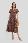 Brown Vint Blossom Nash Midi Dress