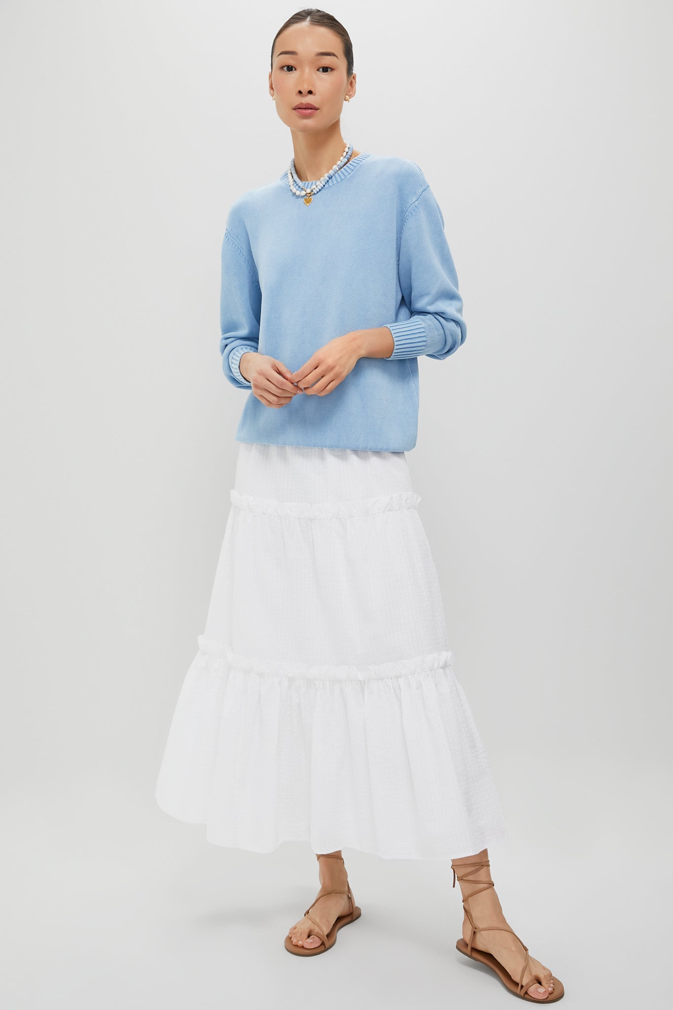 Light Blue Stone Washed Cotton Anne Crewneck Sweater