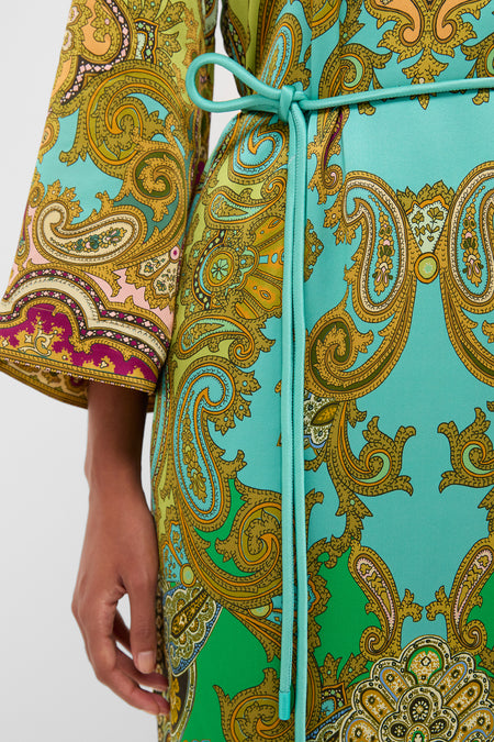 Multi Clemenza Silk Midi Dress