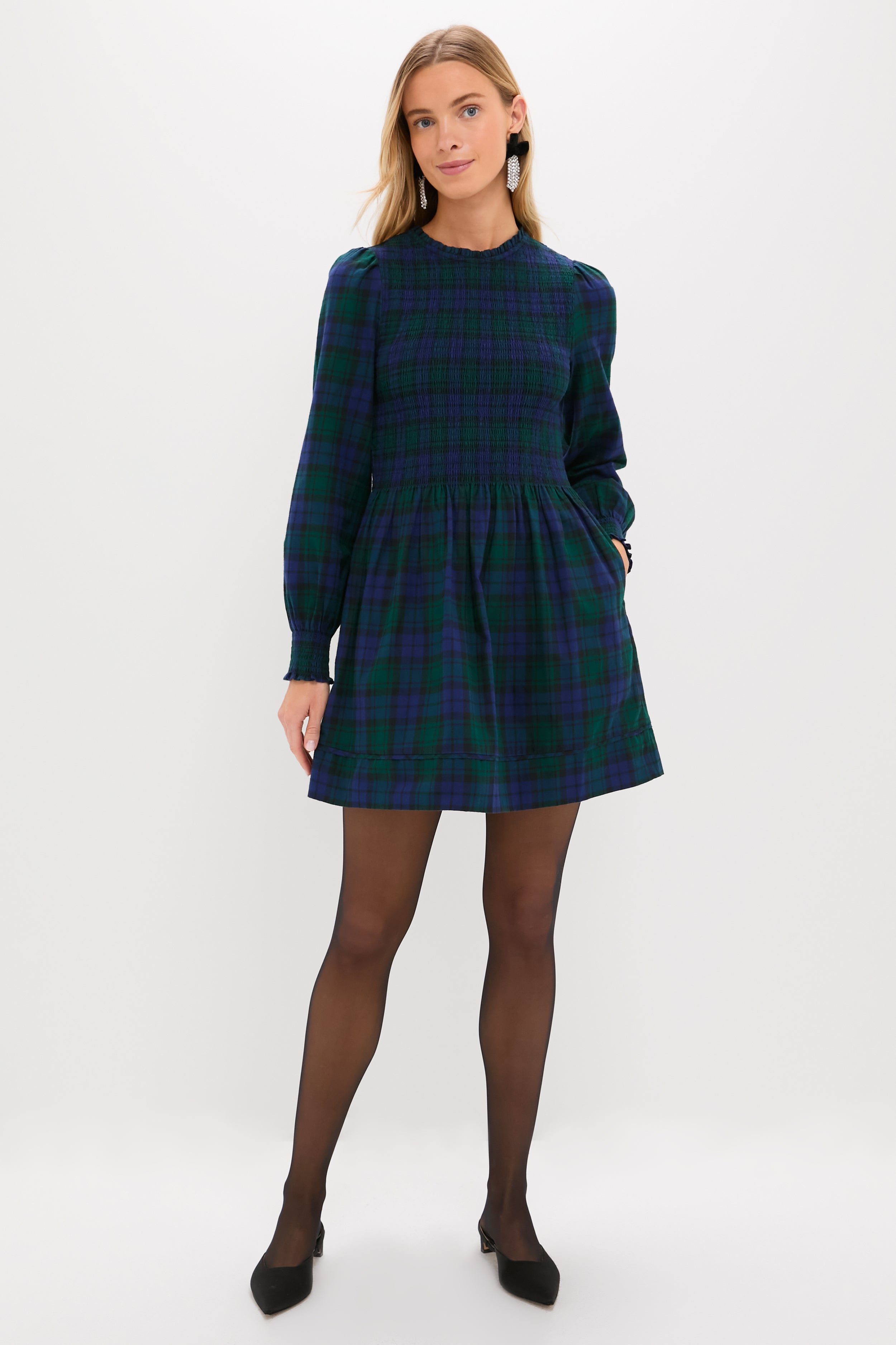 Blackwatch Tartan Lilia Mini Nap Dress | Hill House Home Blackwatch Tartan Lilia Mini Nap Dress | Hill House Home