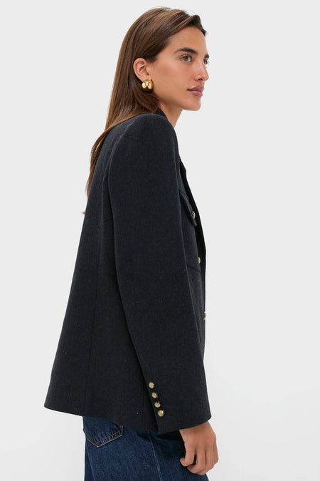 Navy Tweed Military Blazer