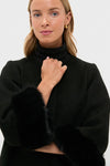Black Wool Fur Cuff Harlan Coat