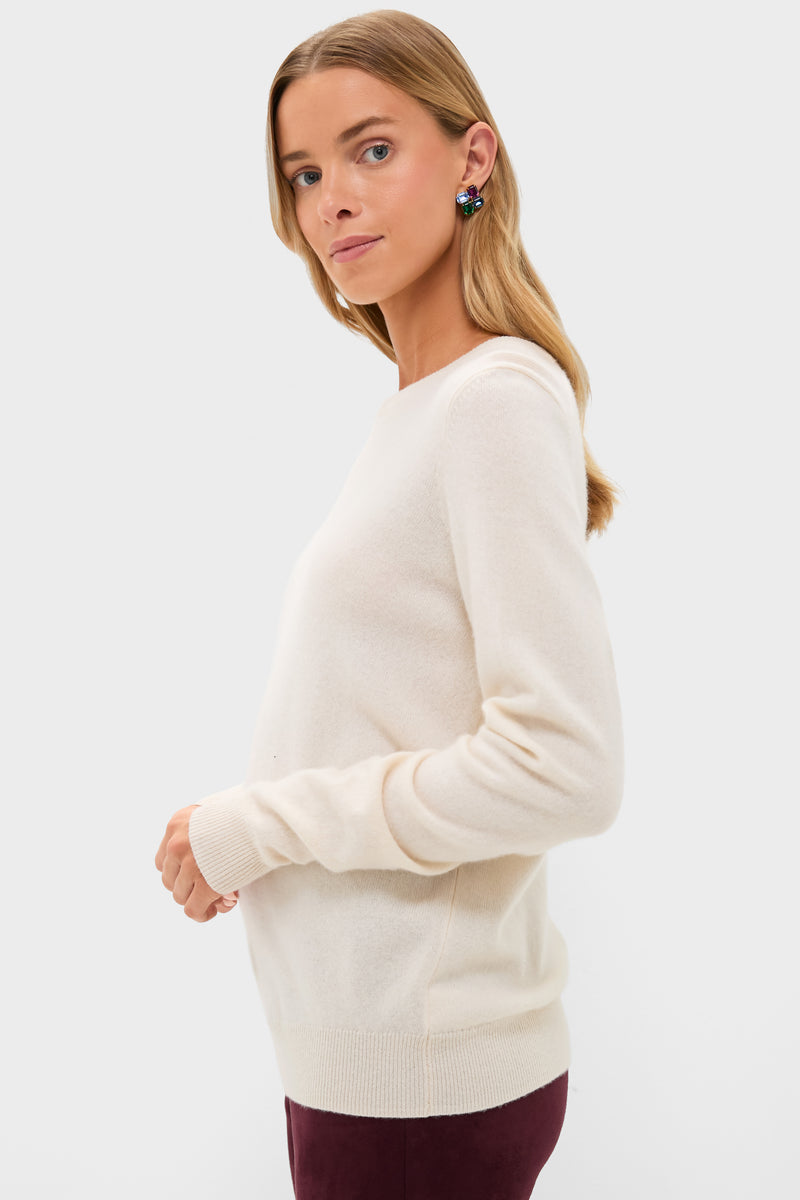 Ivory Cashmere Crewneck Sweater