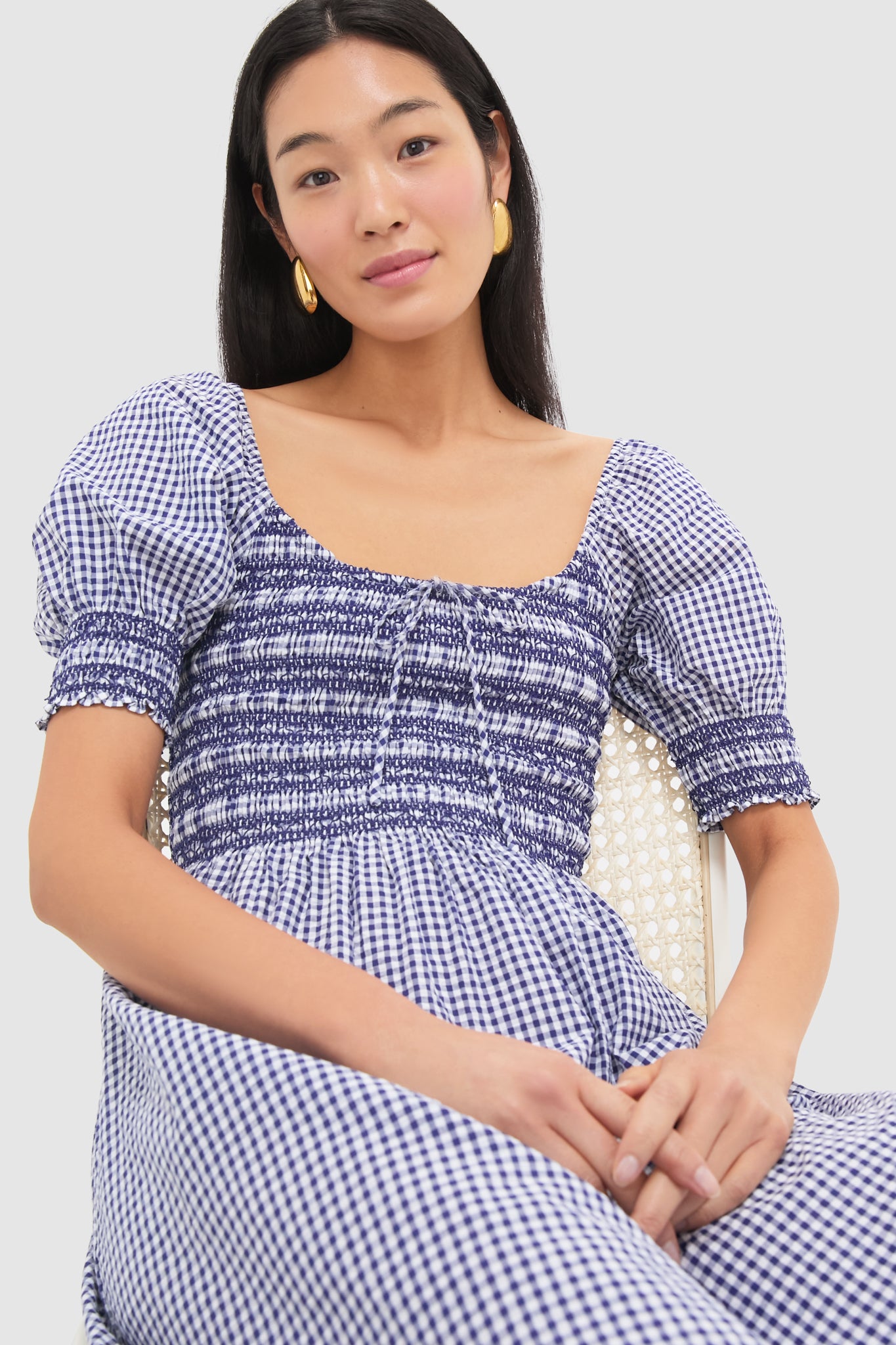 Navy Gingham Madeline Nap Dress | Hill House Home