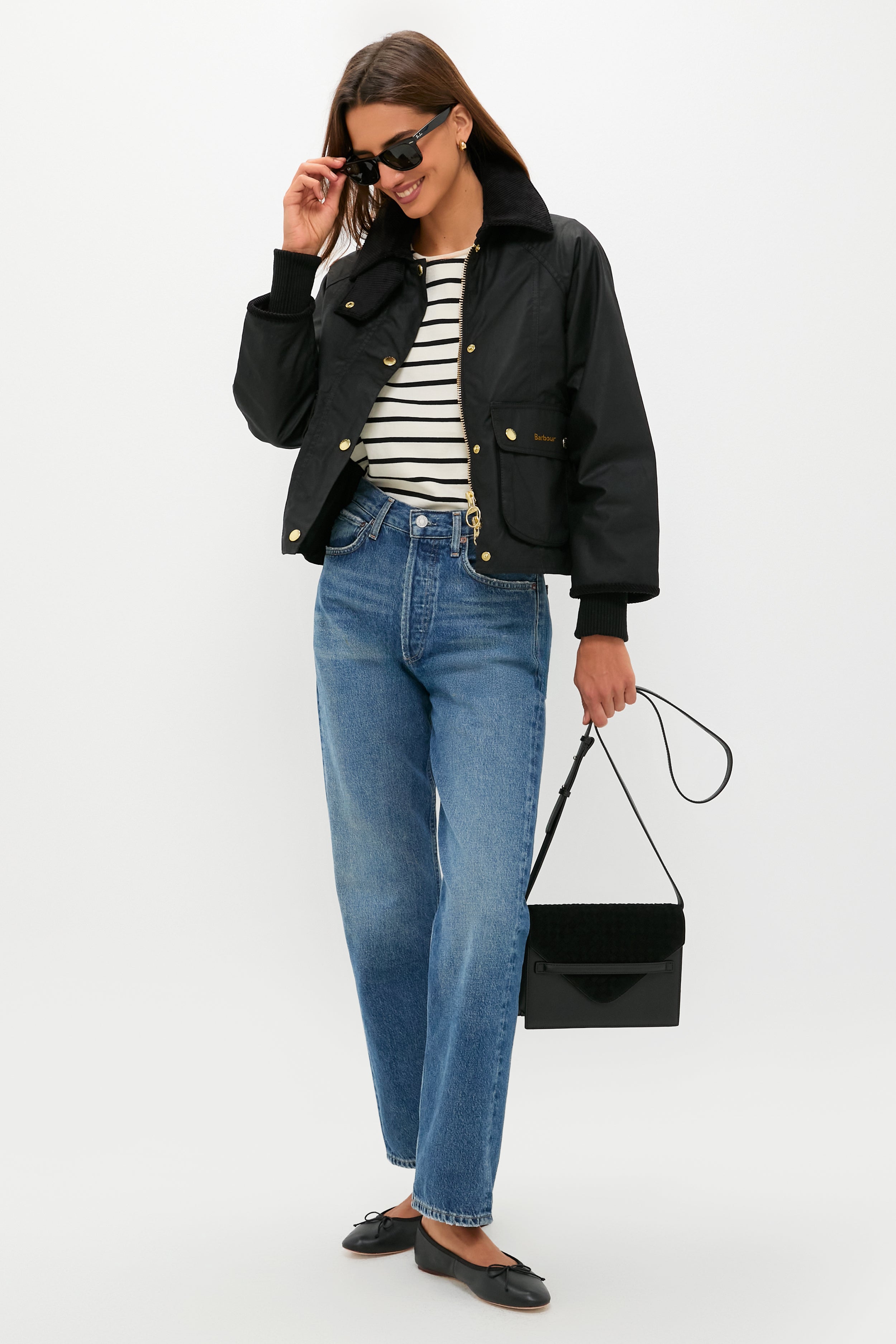 Black Cropped Beadnell Wax Jacket | Barbour