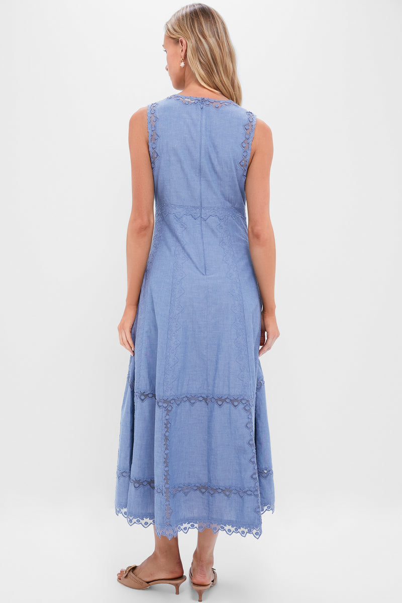 Chambray Anela Sleeveless Midi Dress