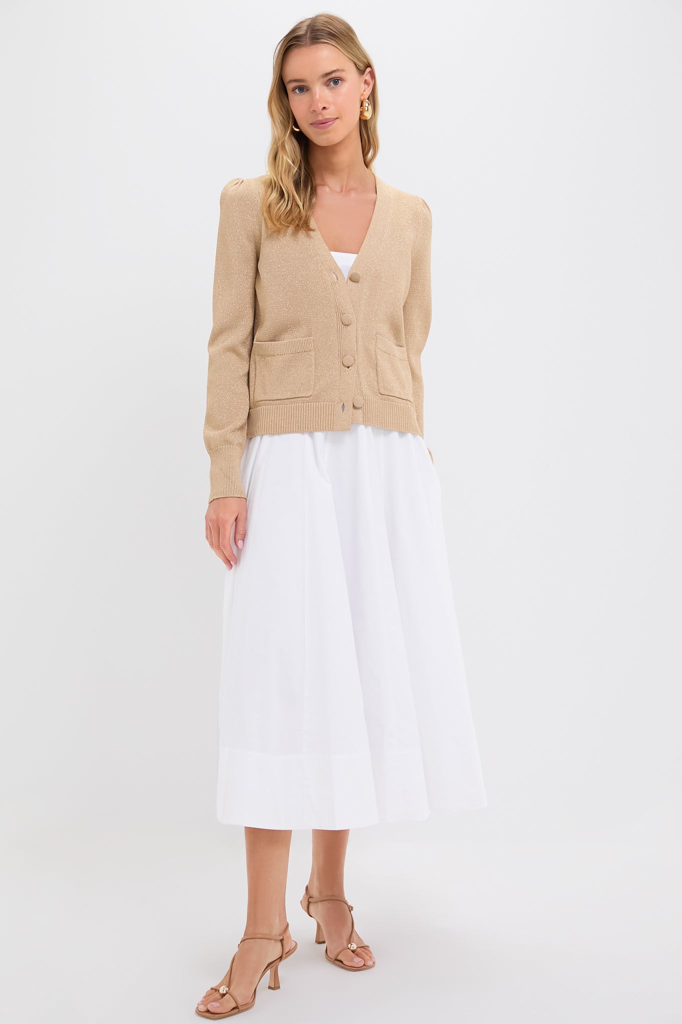 Tan Metallic Rene Cardigan