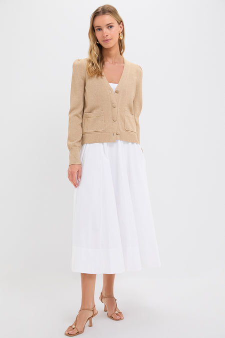 Tan Metallic Rene Cardigan