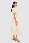 Cream Puff Sleeve Midi Dress