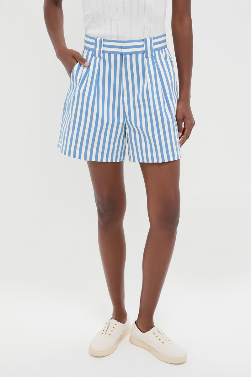 Blue and White Stripe Canvas Briggs Safari Short