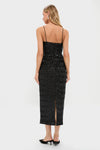 Black Sequin Carmen Column Midi Dress