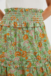 Mint & Orange Floral Smocked Odette Midi Skirt