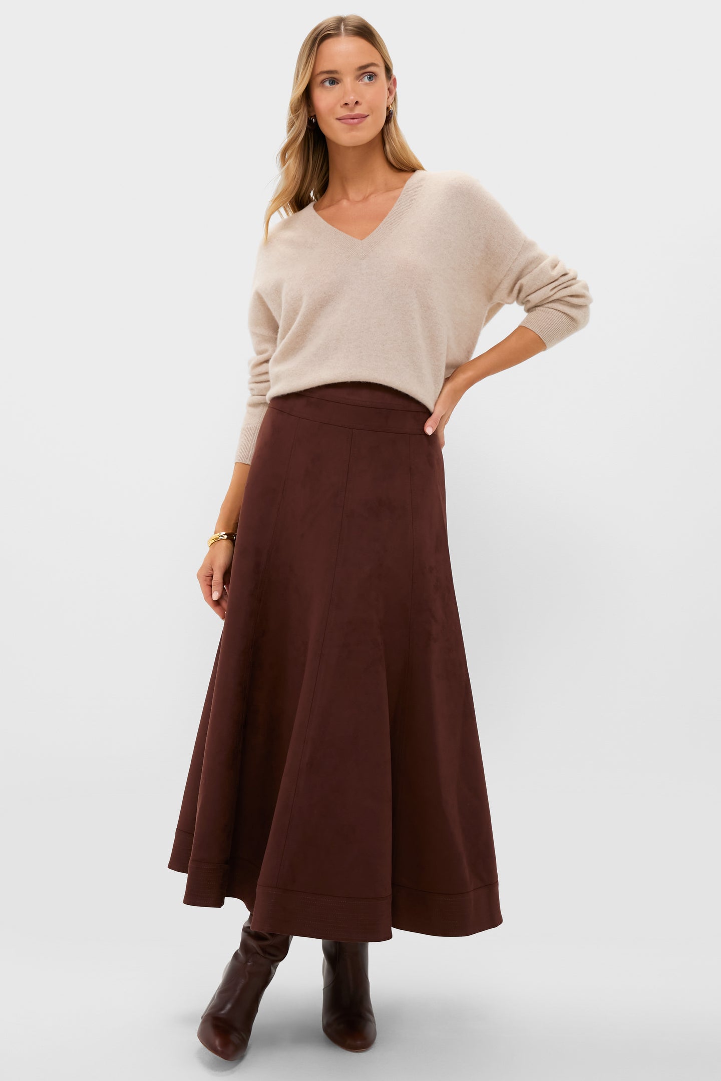 Sandstone Cashmere Emma V-Neck Boyfriend Sweater