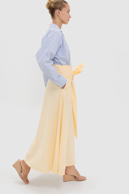 Blue and White Striped and Yellow Clarence Dress