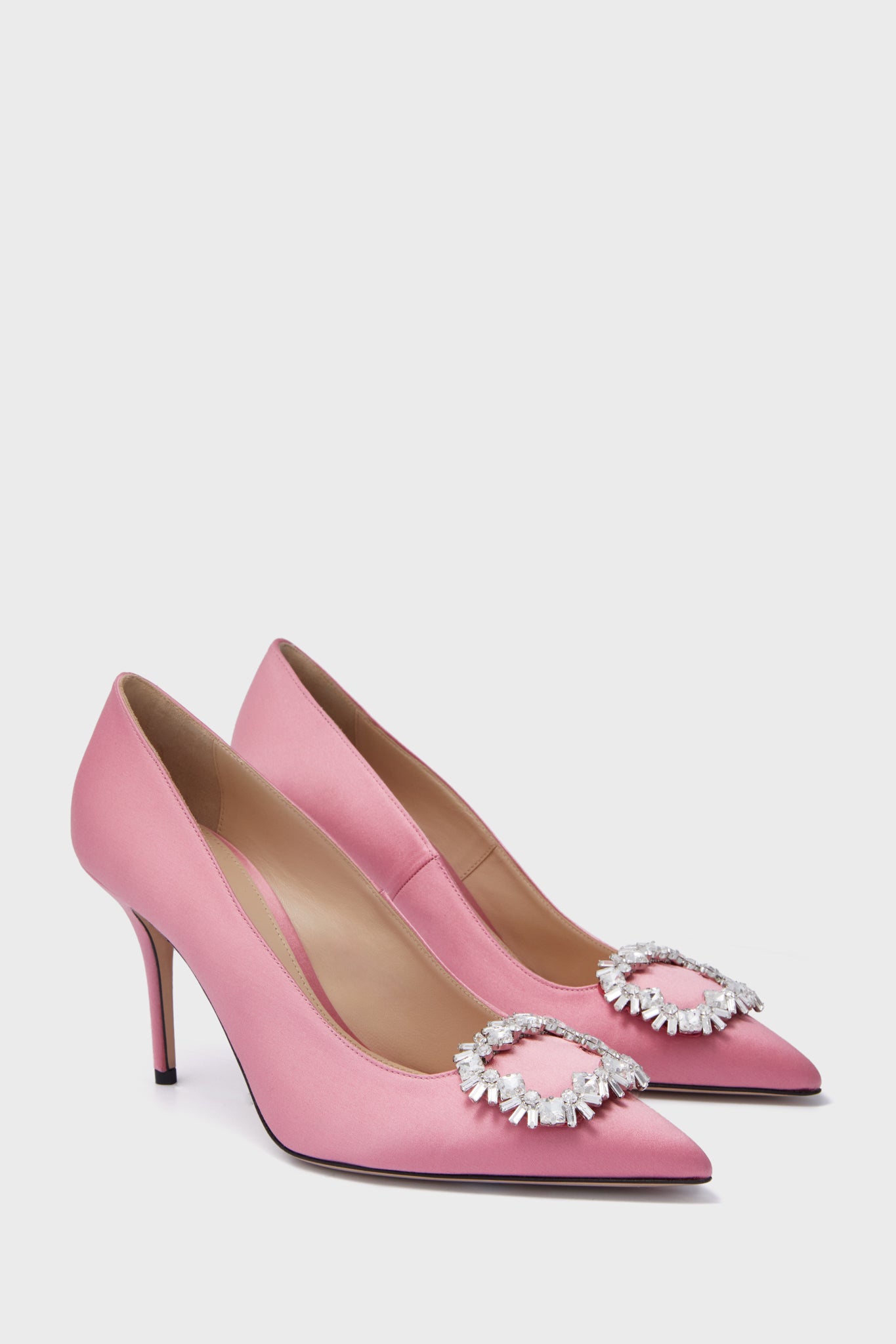 pink satin dress shoes Pink Satin Peep-Toe Wedding Shoes