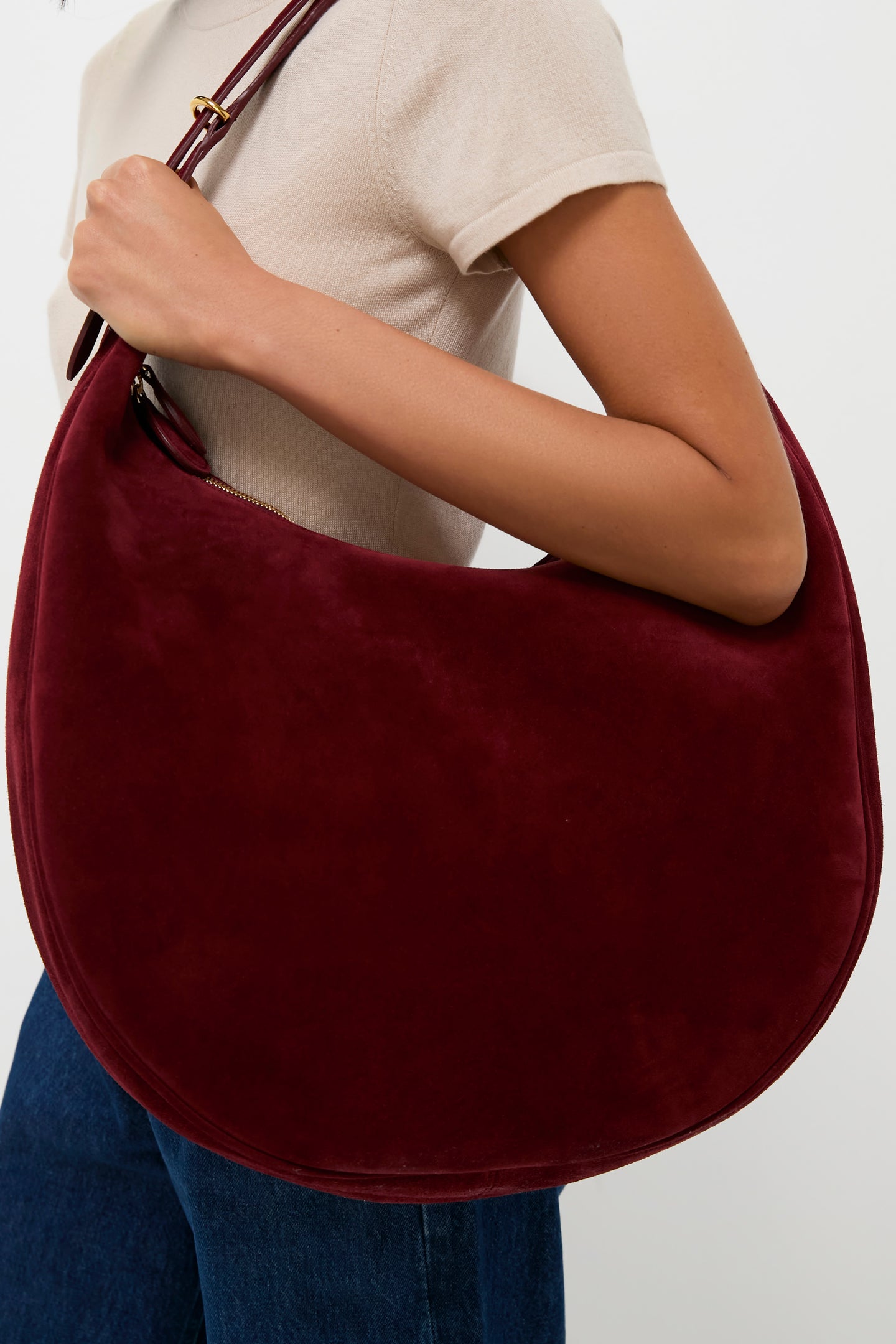 Maroon Suede Moon Hobo
