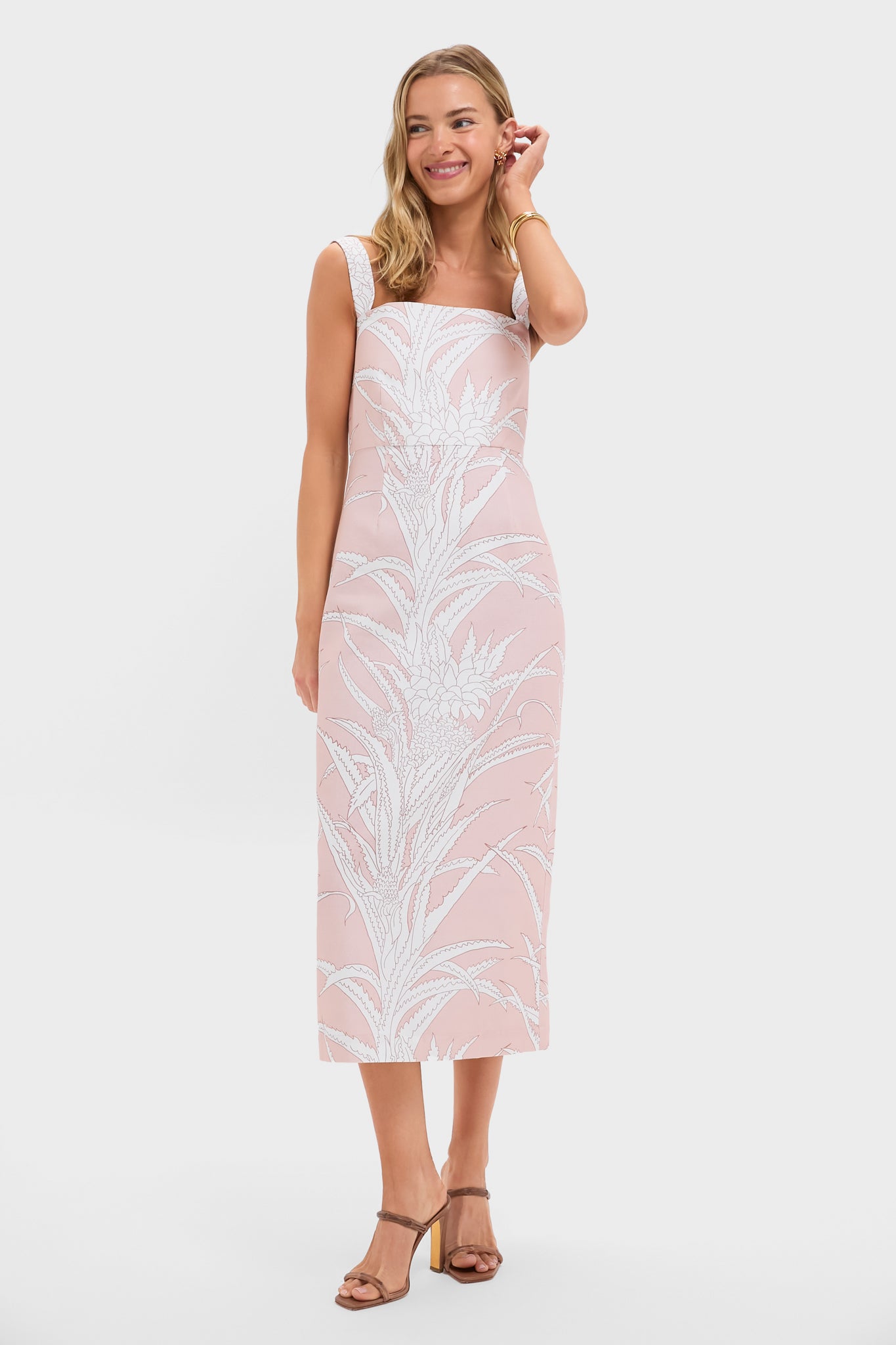 knee length dresses for ladies Ophelia Navy Embroidered Midi Dress main image 1