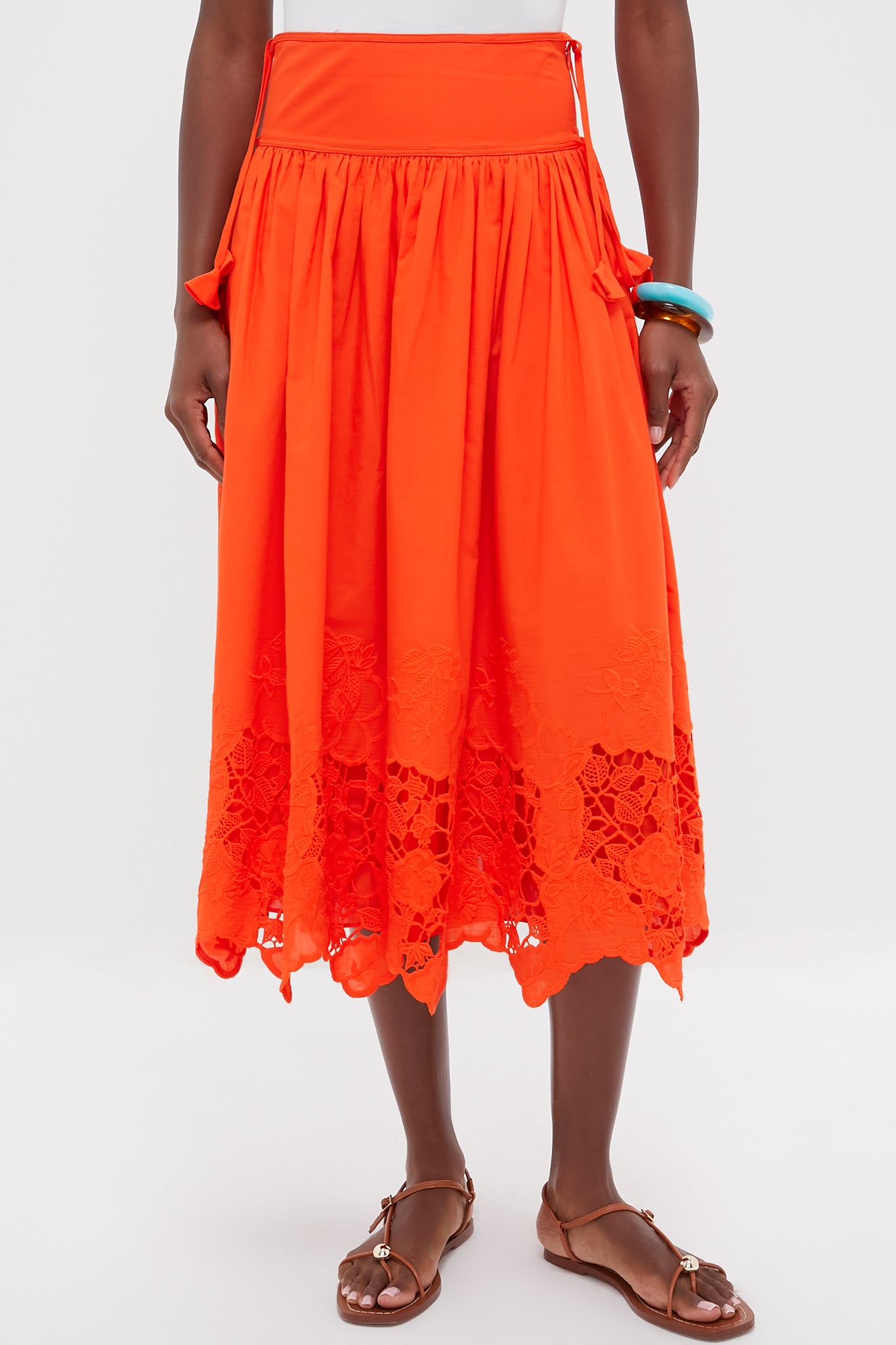 Tangerine Tango Embroidery Nathalie Skirt | Hunter Bell