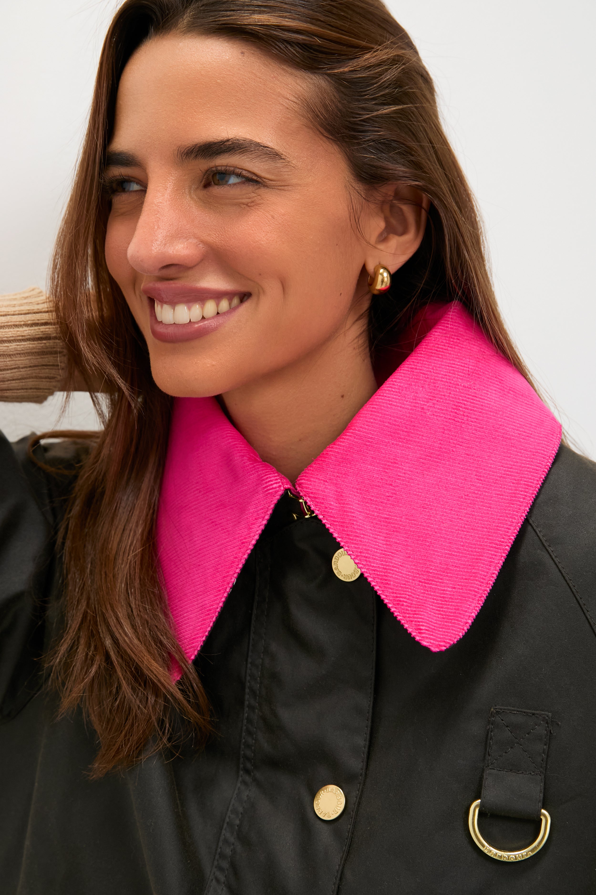 Olive and Hot Pink Icons Spey Wax Jacket | Barbour