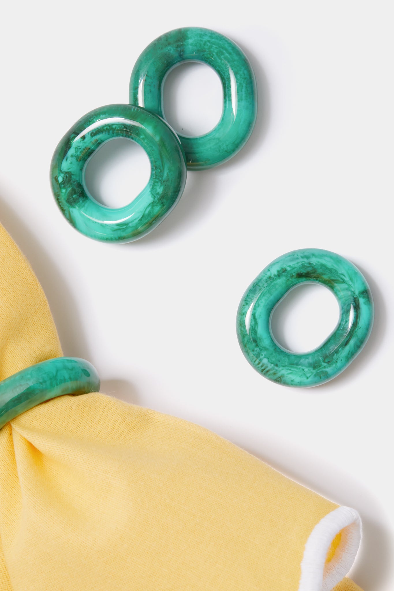 Malachite Marble Catena Link Napkin Rings Set of 4