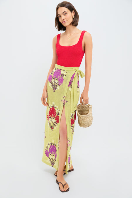 Chartreuse Eden Wrap Skirt