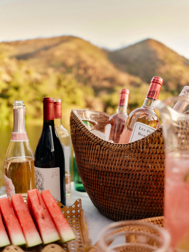 Rattan Champagne Bucket with Acrylic Insert