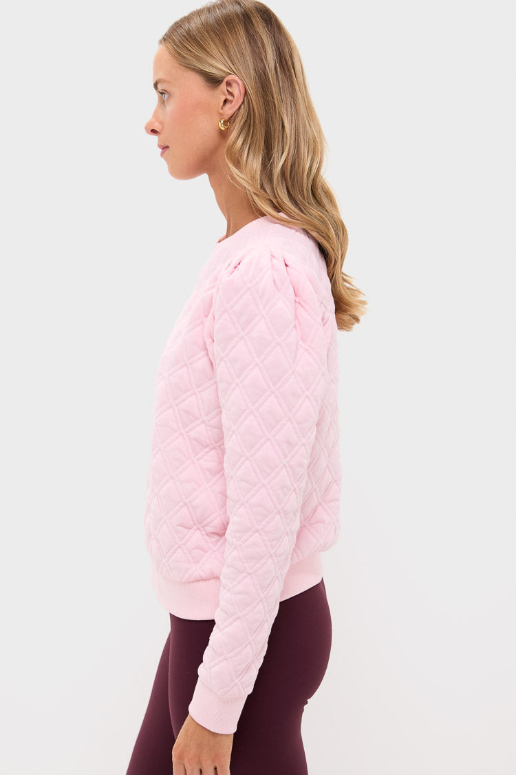 Pink Puff Sleeve Quilted Stretch Campbell Pullover
