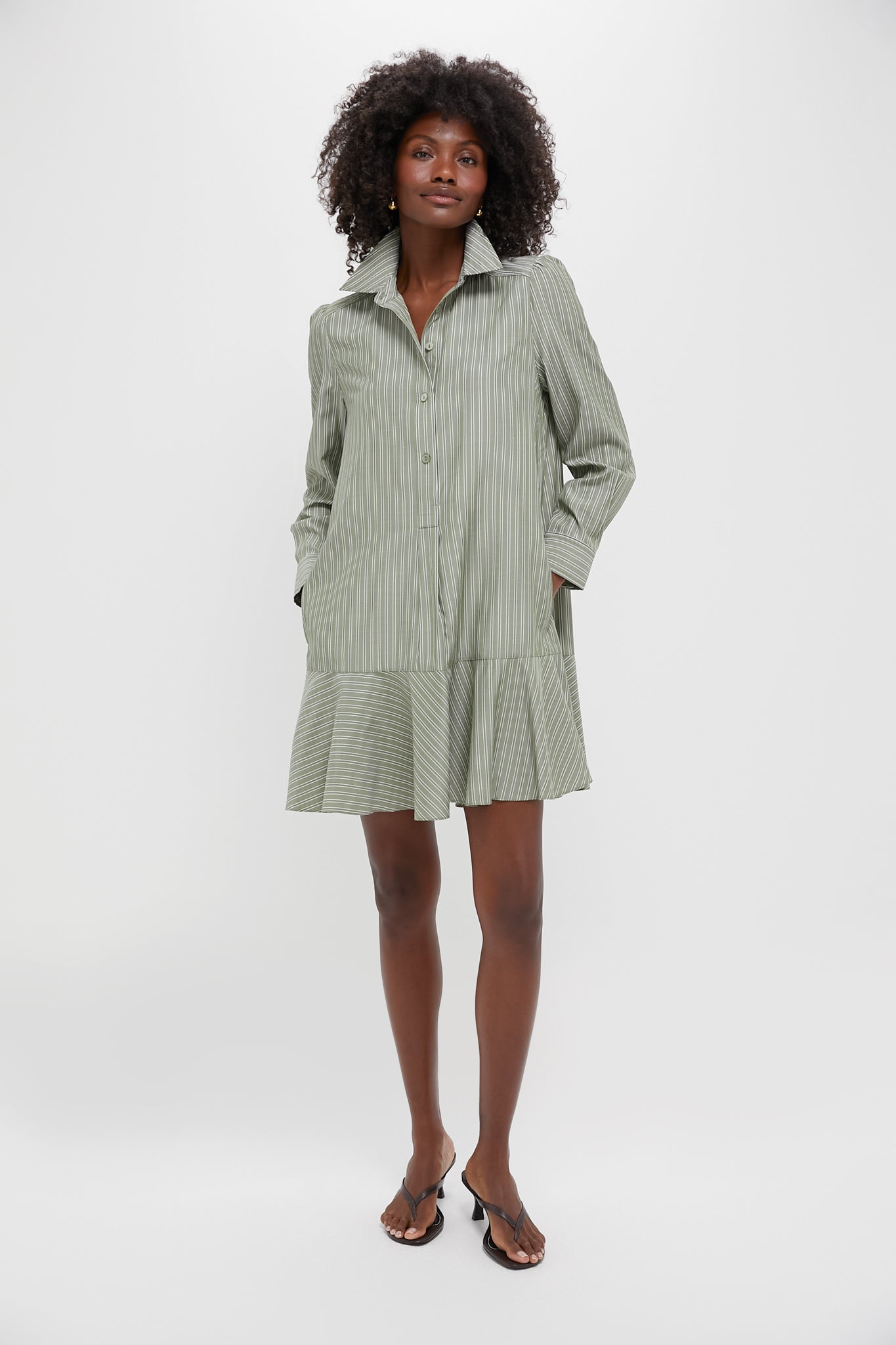 Green Stripe Callahan Shirt Dress