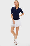 Navy and White Short Sleeve Performance Knit Nora Sweater Polo