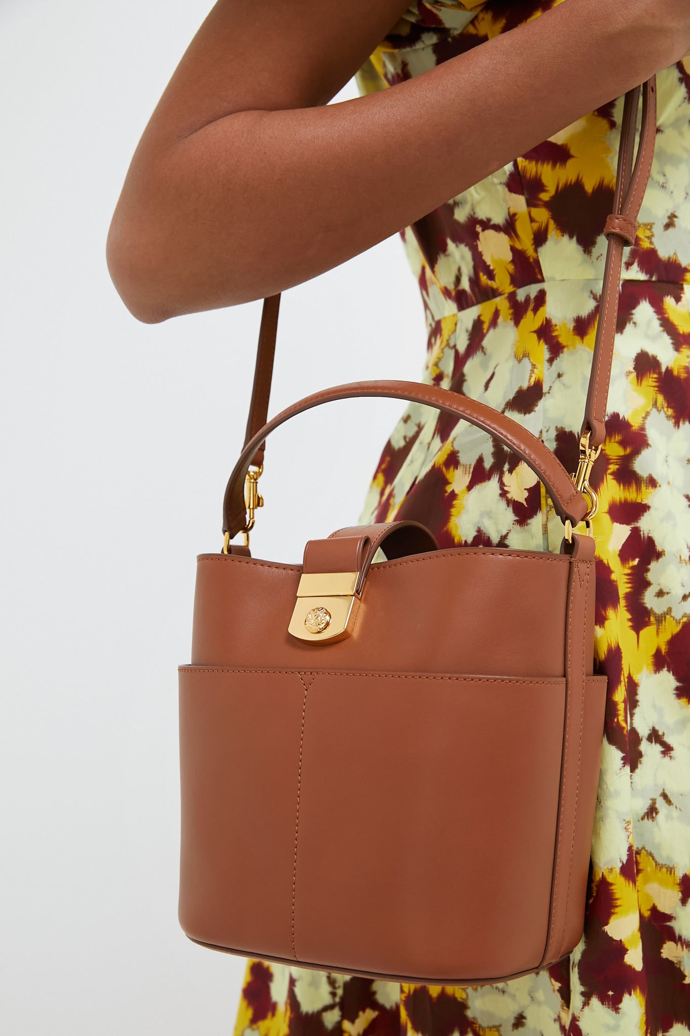 Hazelwood Small Crest Lock Bucket Bag
