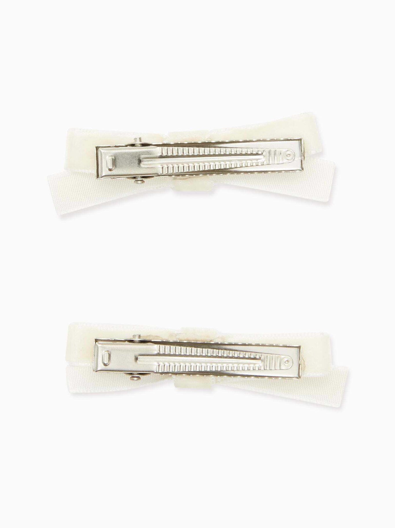 White Small Velvet Bow Clips Set of 2