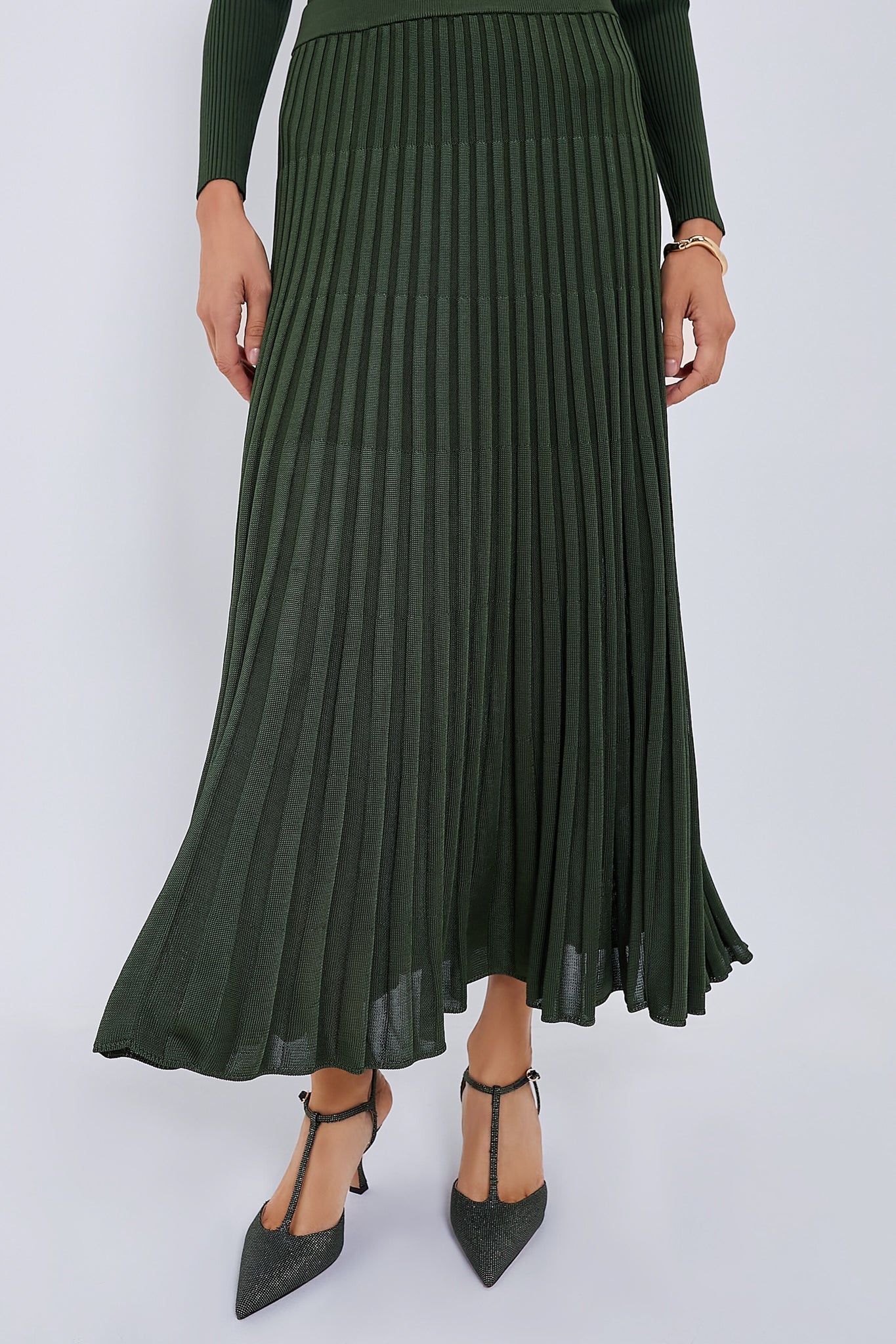 Forest Pleated Midi Skirt