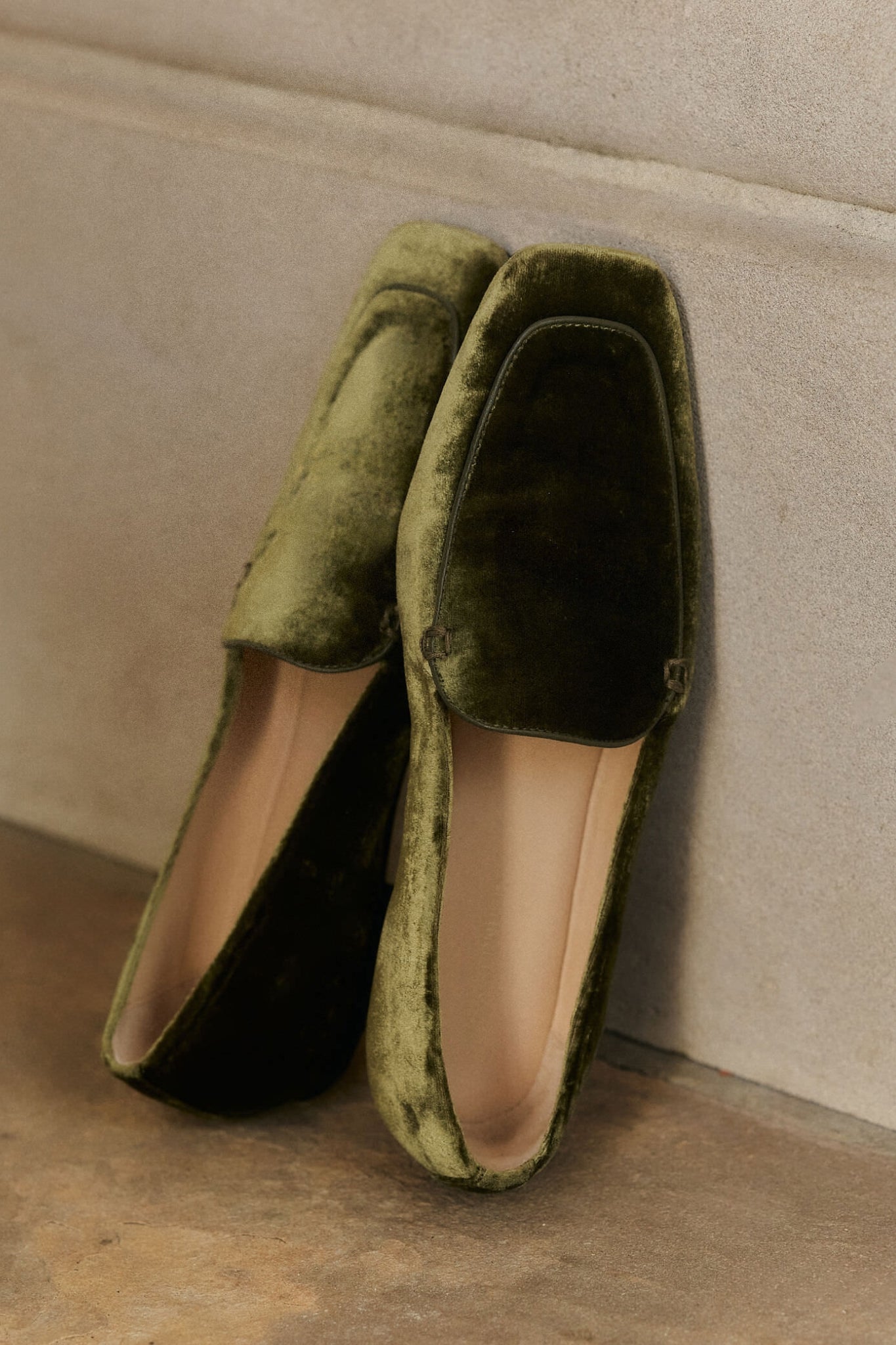 Olive Velvet Kam Loafers