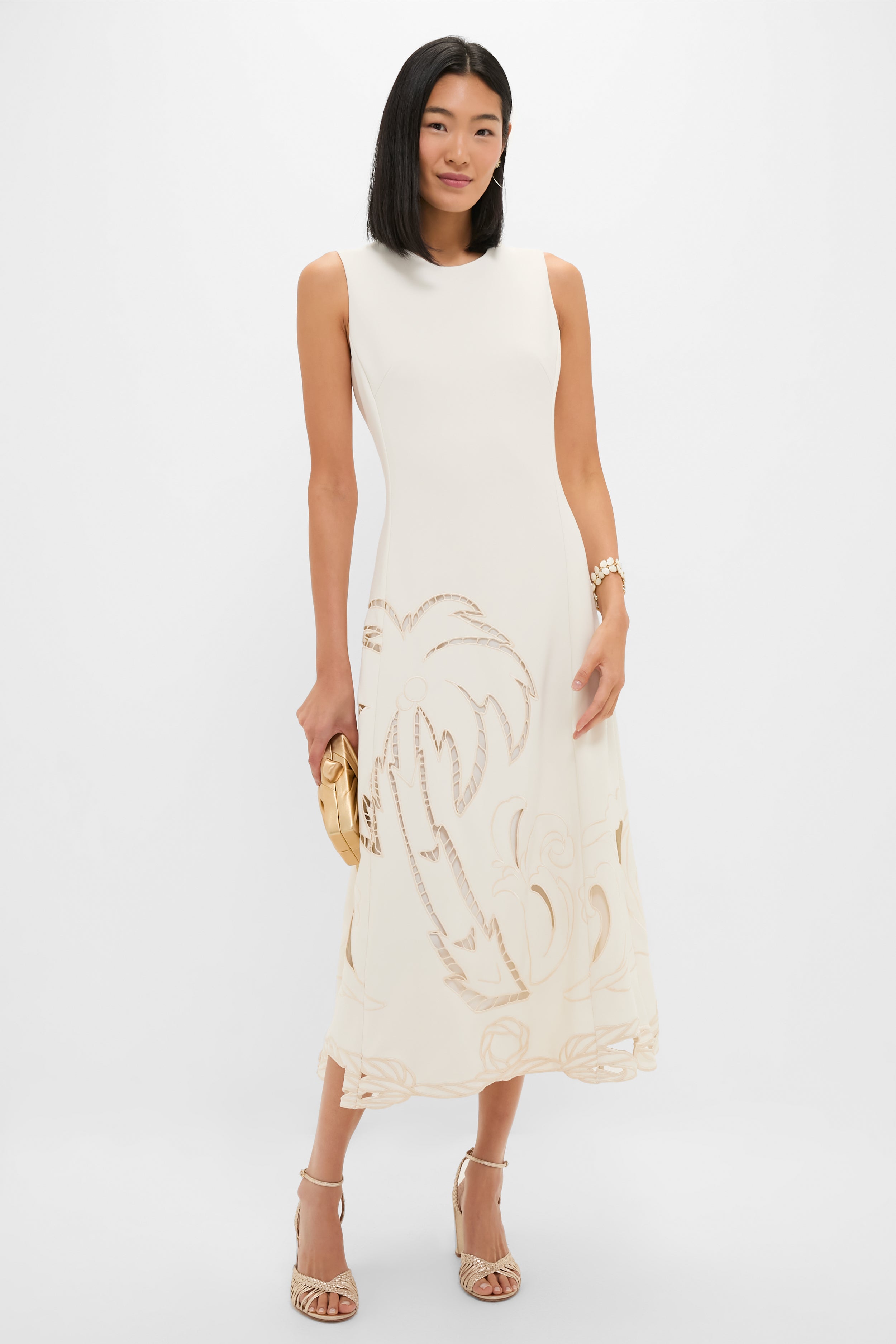 Vanilla Cleo Applique Sleeveless Midi Dress | Leo Lin