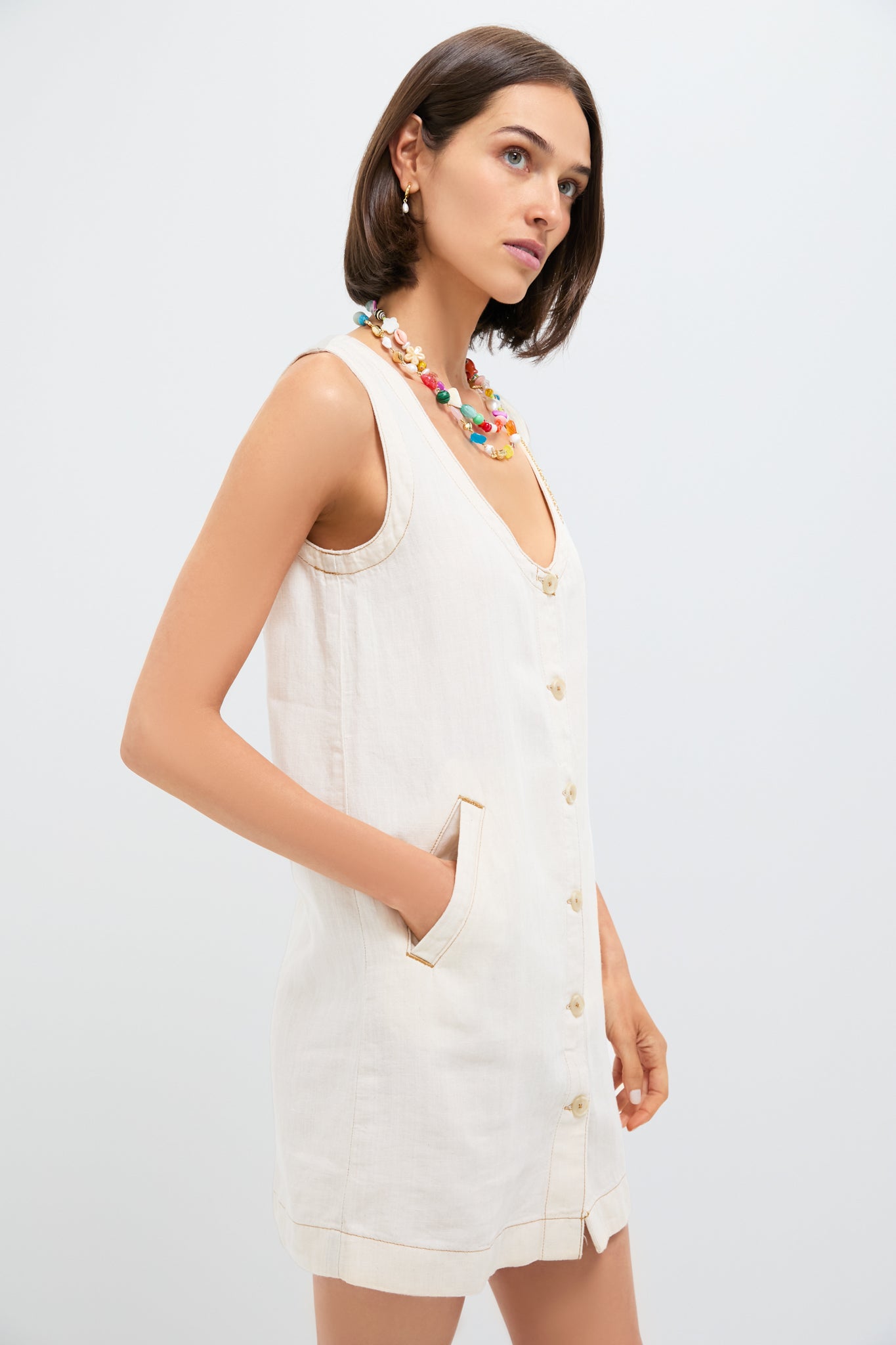 Whitecliff Wash Linen Denim Malibu Mini Dress