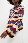 Multicolor Chevron Crop Sweater