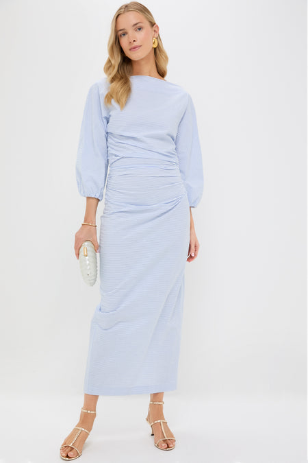 Blue and Ivory Seersucker Ezra Dress