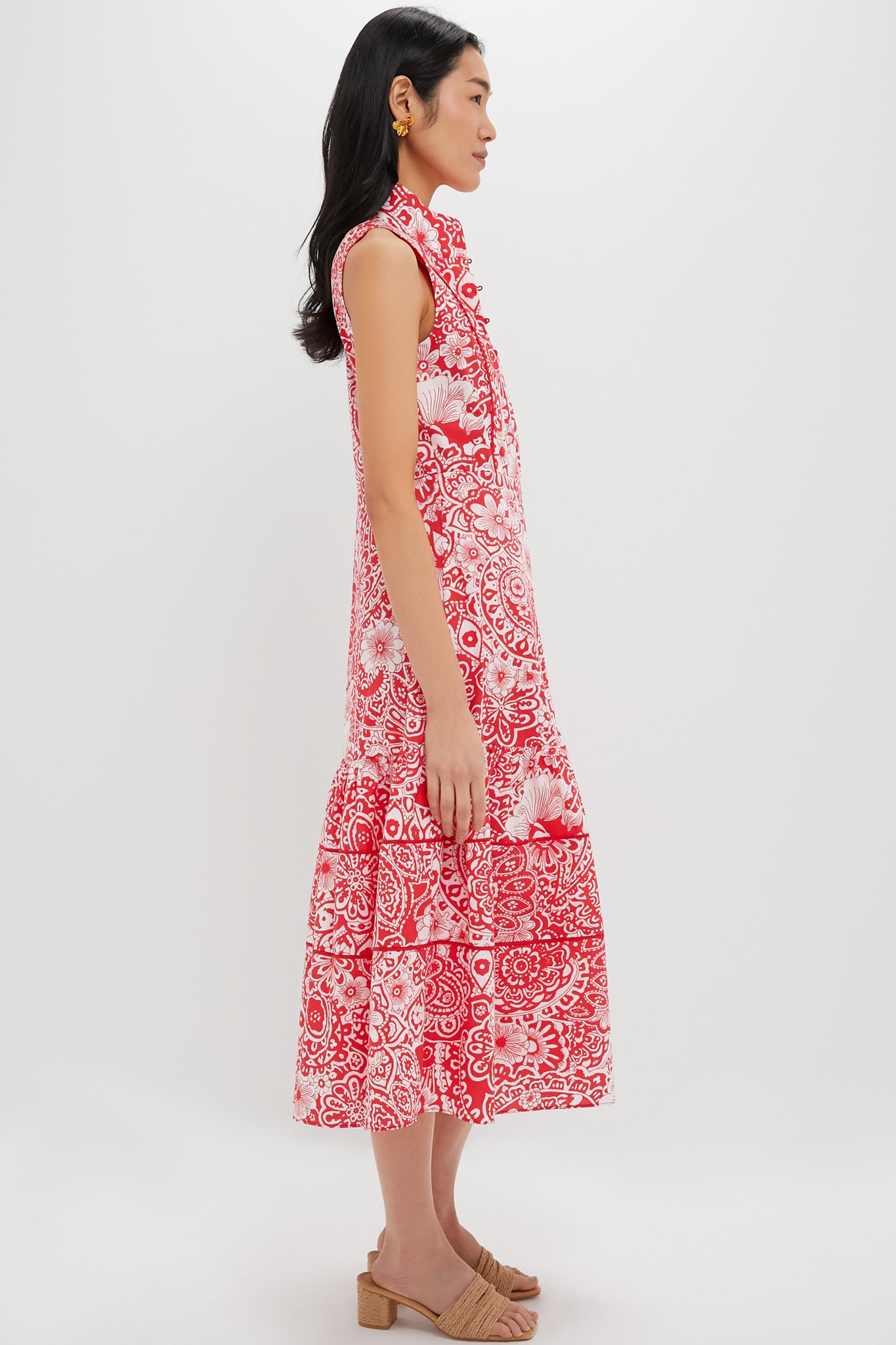 Sleeveless Red & White Floral Hillsborough Midi Dress | Hyacinth House Sleeveless Red & White Floral Hillsborough Midi Dress | Hyacinth House